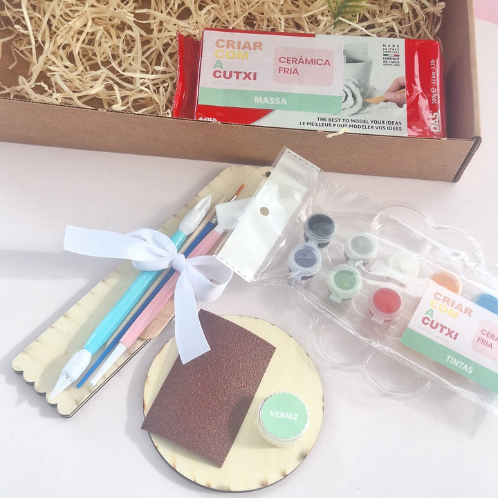 🎨 Kit Iniciação de Cerâmica Fria DIY - Cria o Teu Próprio Prato de Jóias!