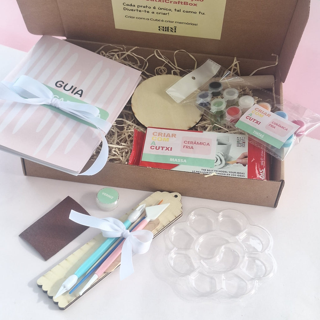 🎨 Kit Iniciação de Cerâmica Fria DIY - Cria o Teu Próprio Prato de Jóias!