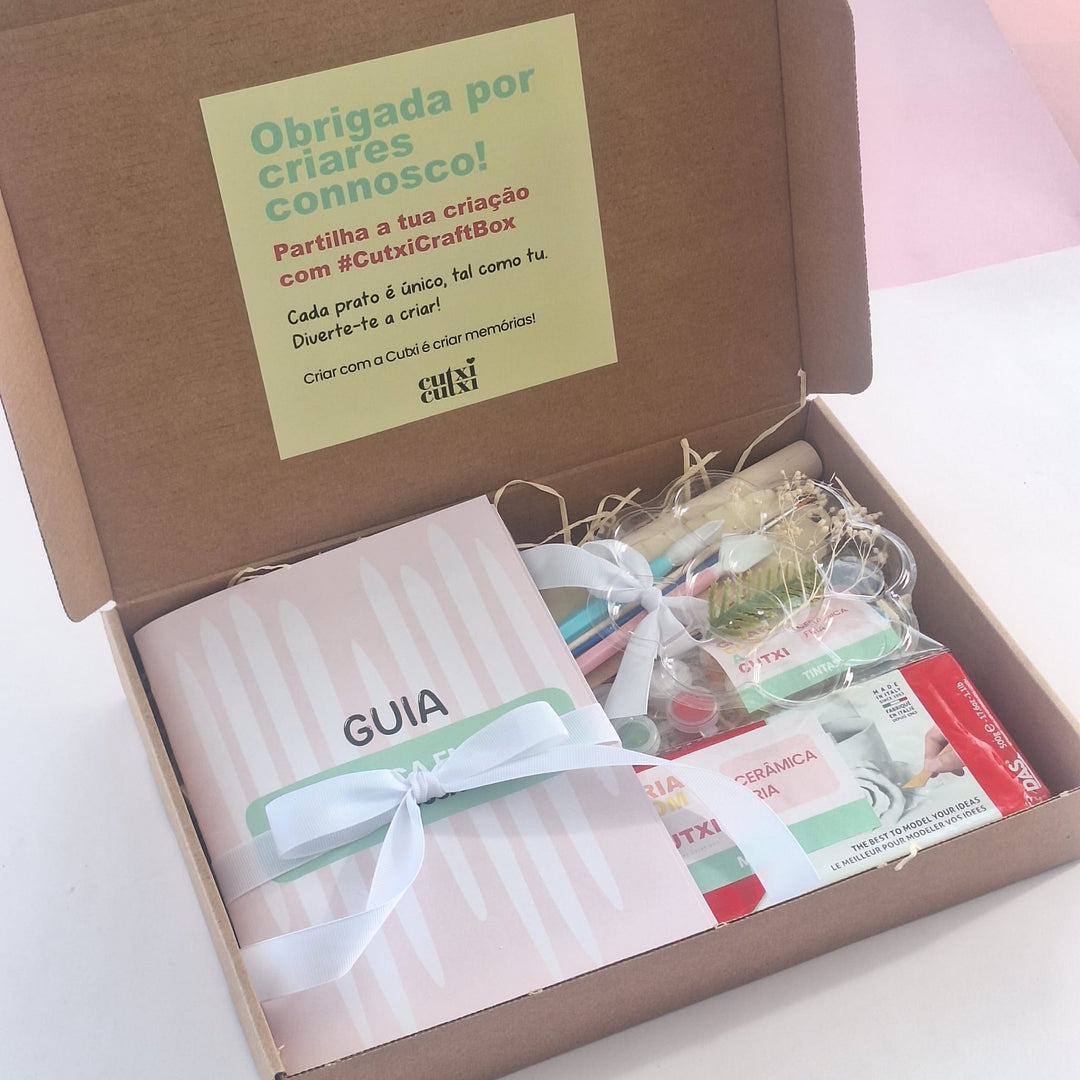 🎨 Kit Iniciação de Cerâmica Fria DIY - Cria o Teu Próprio Prato de Jóias!