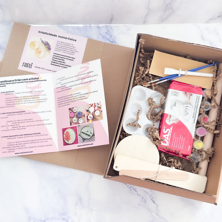 🎨 Kit Completo de Cerâmica Fria DIY - Cria o Teu Próprio Prato de Jóias!