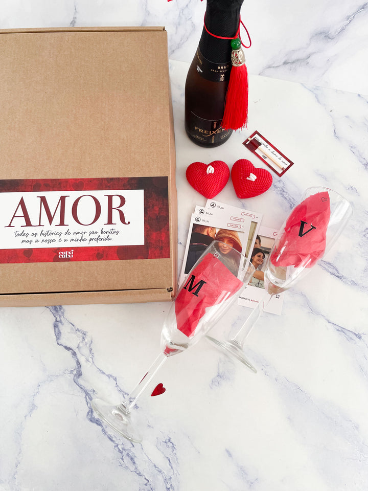 Caixa Romance Premium — Um Brinde à Nossa História ❤️🥂 | Namorados
