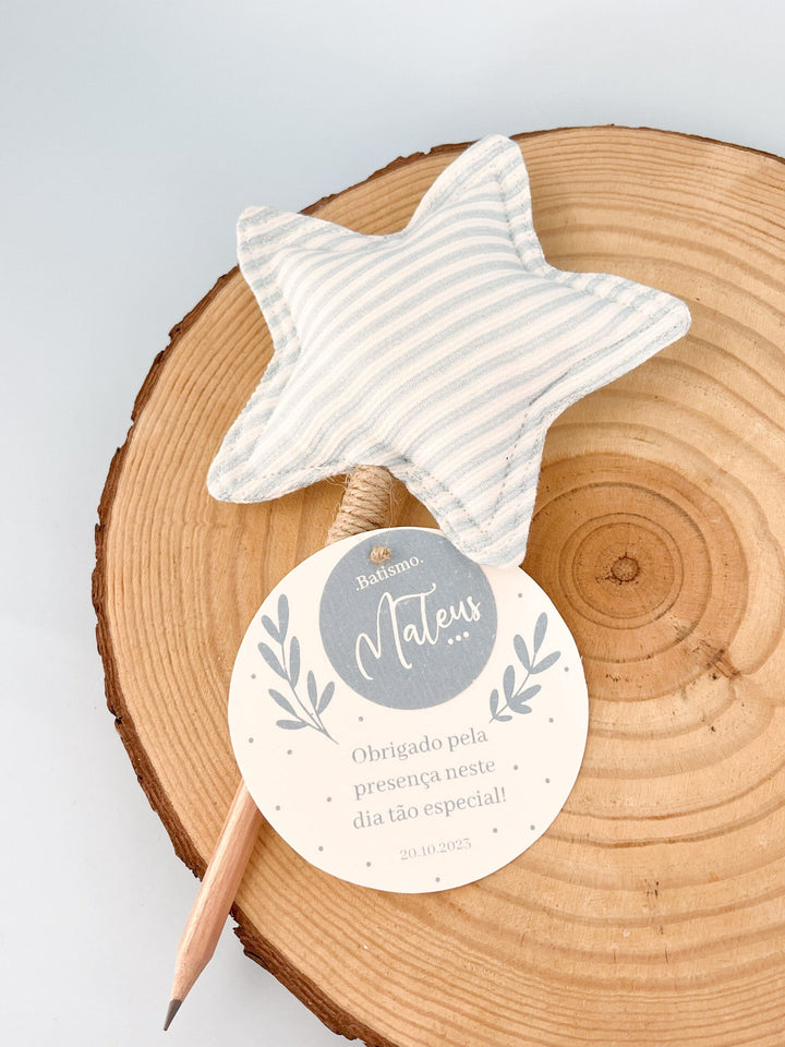 Lápis com estrela ou coração personalizado