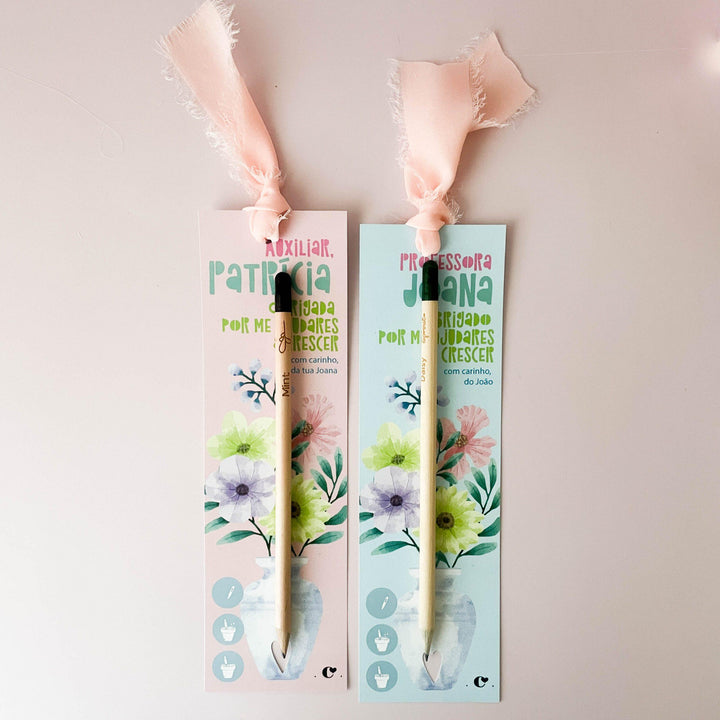 Lápis sementes com marcador de livro coleção FLOR