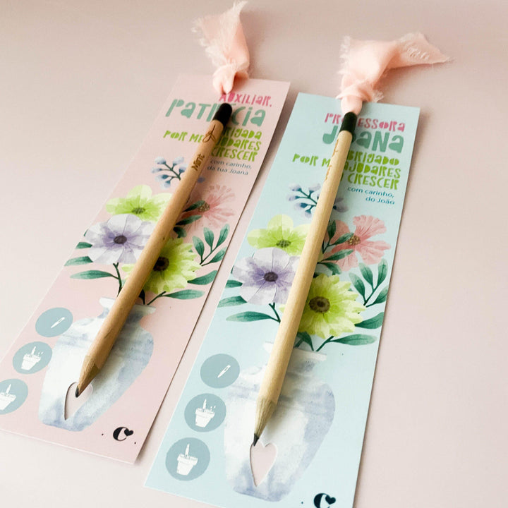 Lápis sementes com marcador de livro coleção FLOR