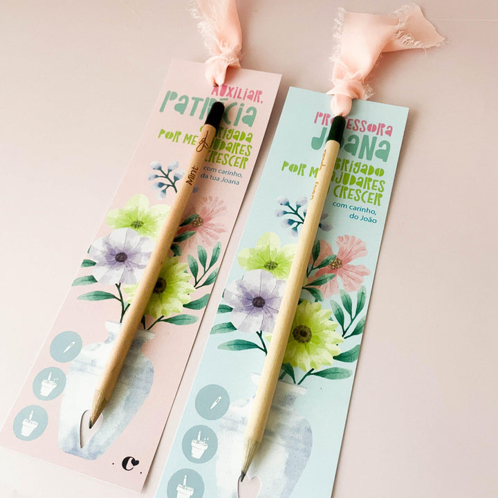 Lápis sementes com marcador de livro coleção FLOR