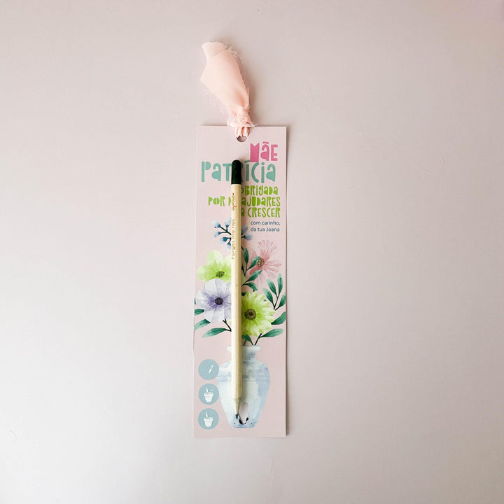 Lápis sementes com marcador de livro coleção FLOR
