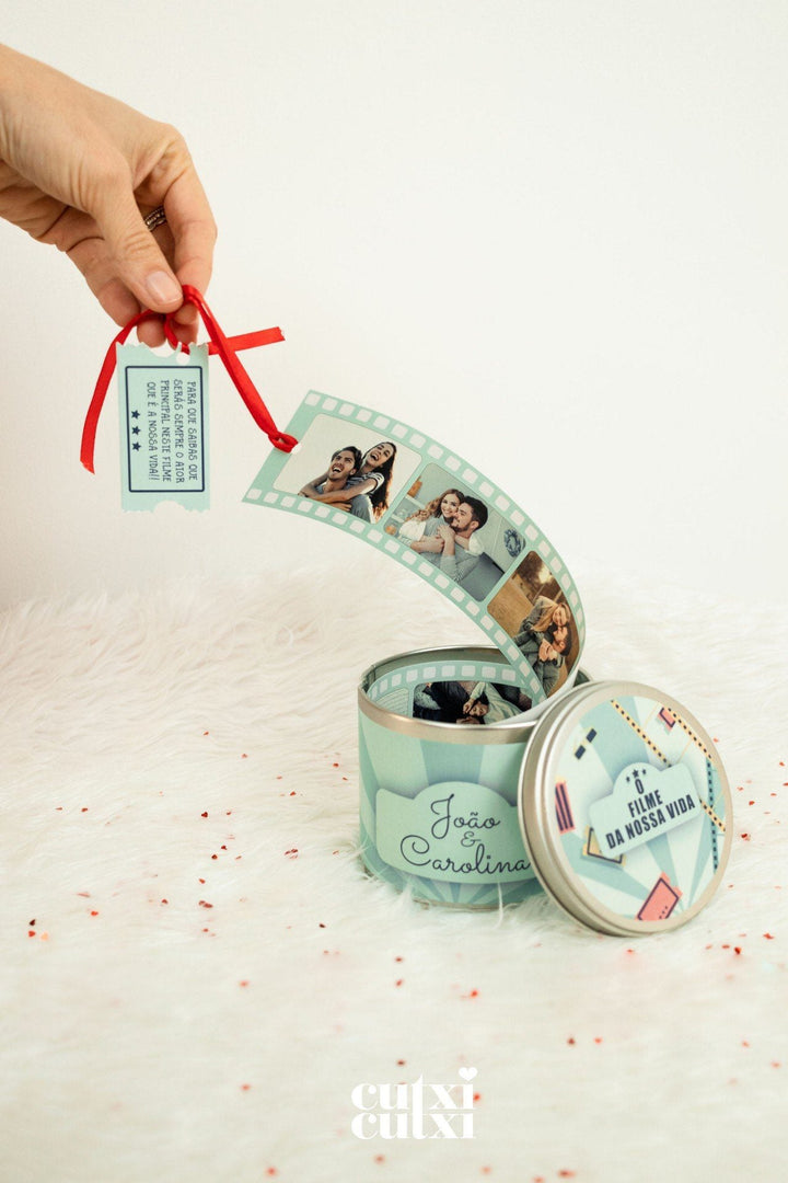 Lata O FILME DA NOSSA VIDA - Presente Namorados - Cutxi Cutxi - Presentes Personalizados