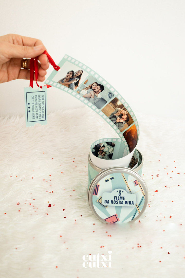 Lata O FILME DA NOSSA VIDA - Presente Namorados - Cutxi Cutxi - Presentes Personalizados