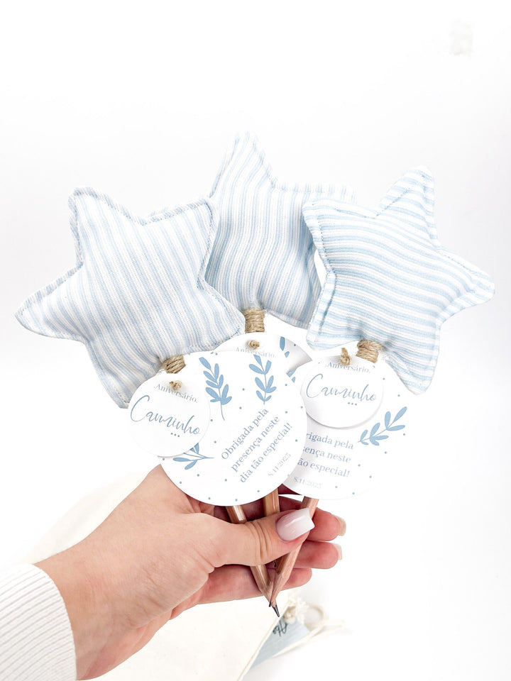 Lápis com estrela ou coração personalizado