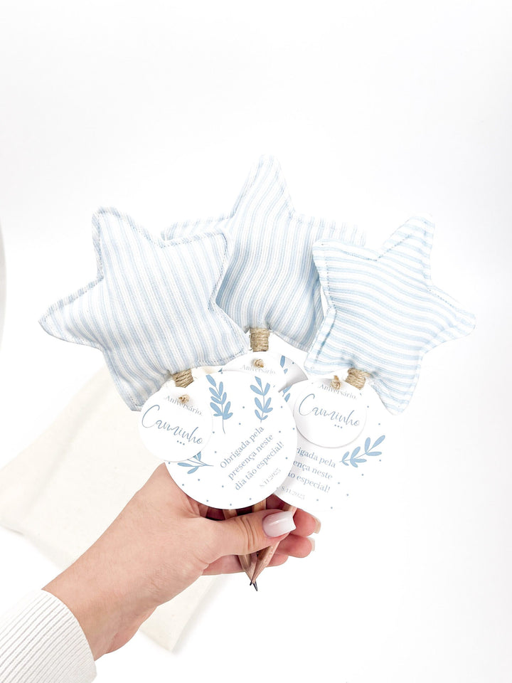 Lápis com estrela ou coração personalizado