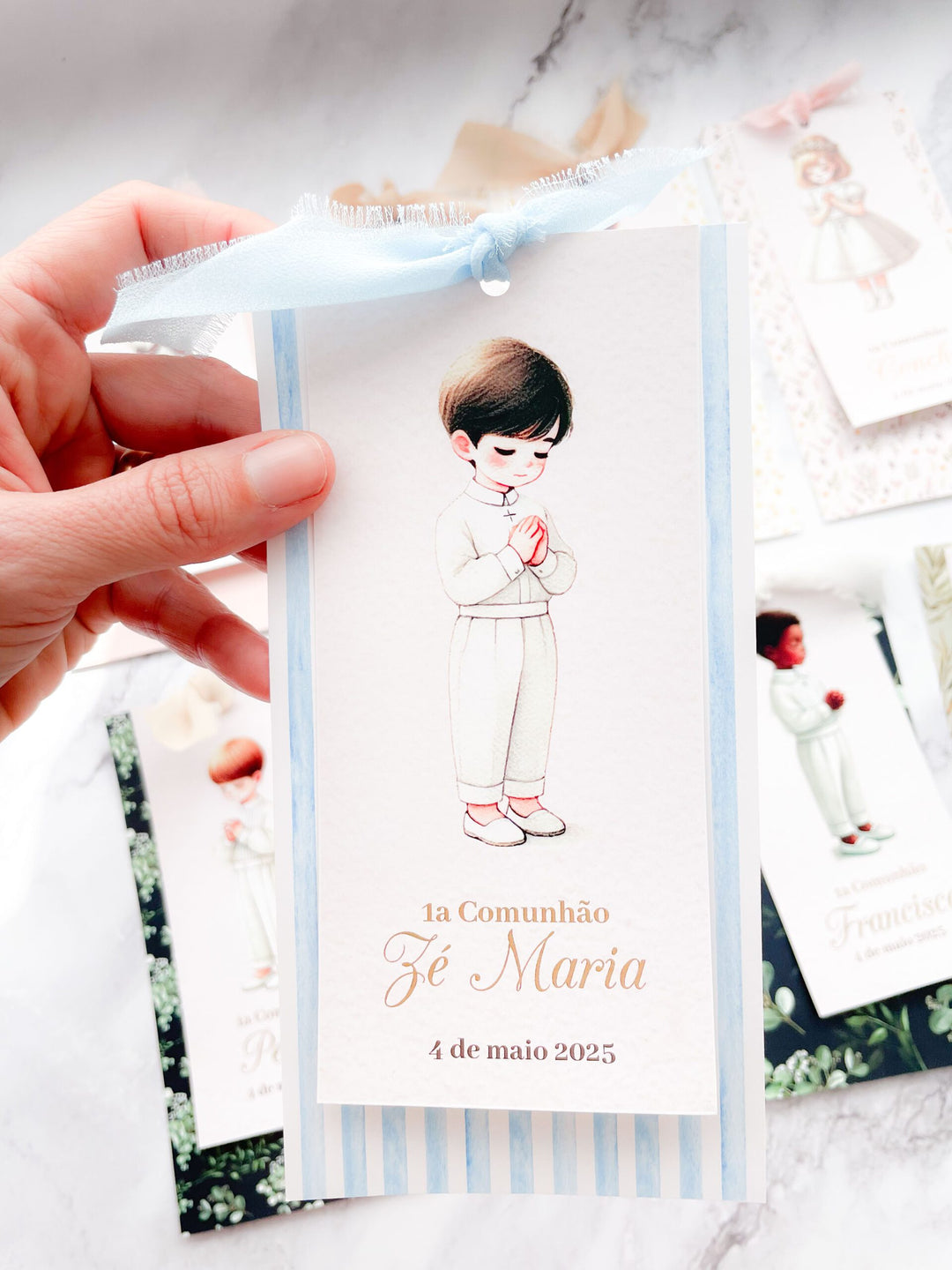 Pagelas Santinhos Premium – Lembranças Artesanais da Primeira Comunhão ✨