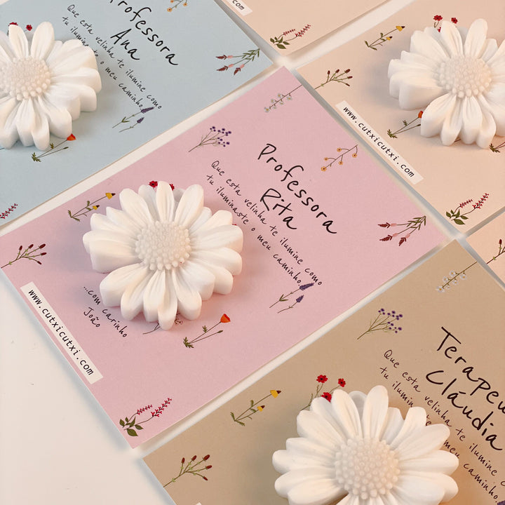 Cartão Encanto com Flor em Vela | Sugestão Presente Educadoras