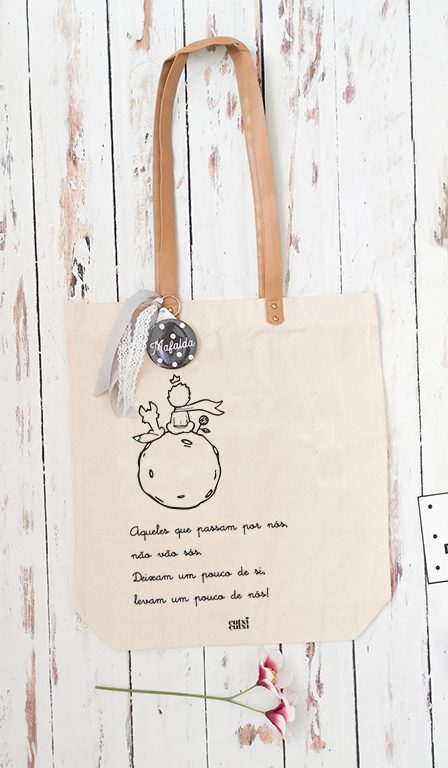 Mala Saco Principezinho Elegance com alças castanhas (Sugestão Presente) - Cutxi Cutxi - Presentes Personalizados