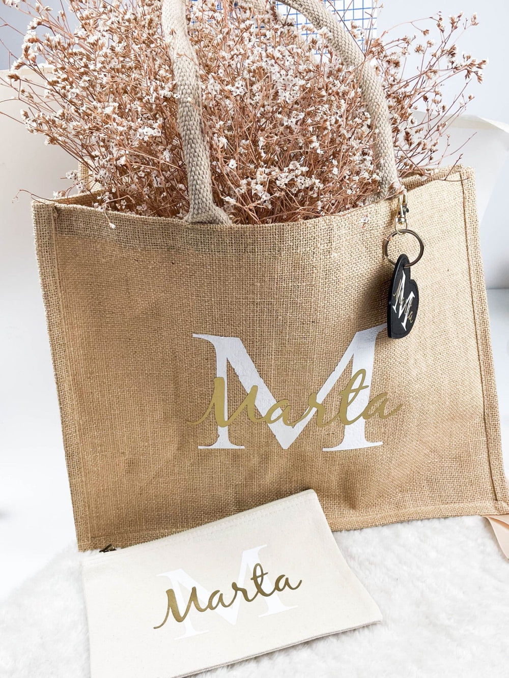 Mala/Saco Juta Maxi Personalizada - Para Dama de Honor ou Madrinha - Cutxi Cutxi - Presentes Personalizados