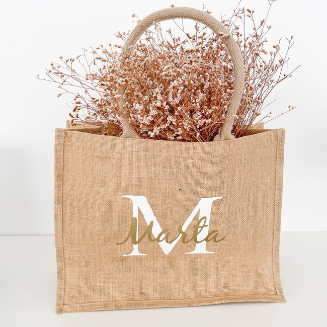 Mala/Saco Juta Maxi Personalizada - Para Dama de Honor ou Madrinha - Cutxi Cutxi - Presentes Personalizados