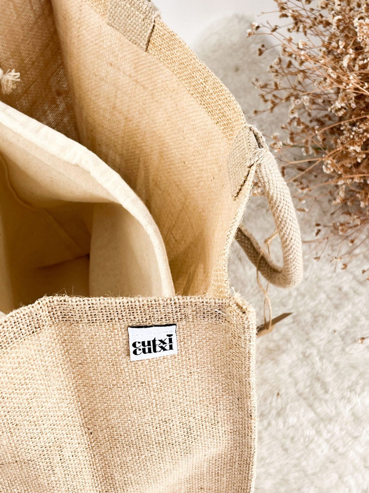 Mala/Saco Juta Maxi Personalizada - Para Dama de Honor ou Madrinha - Cutxi Cutxi - Presentes Personalizados