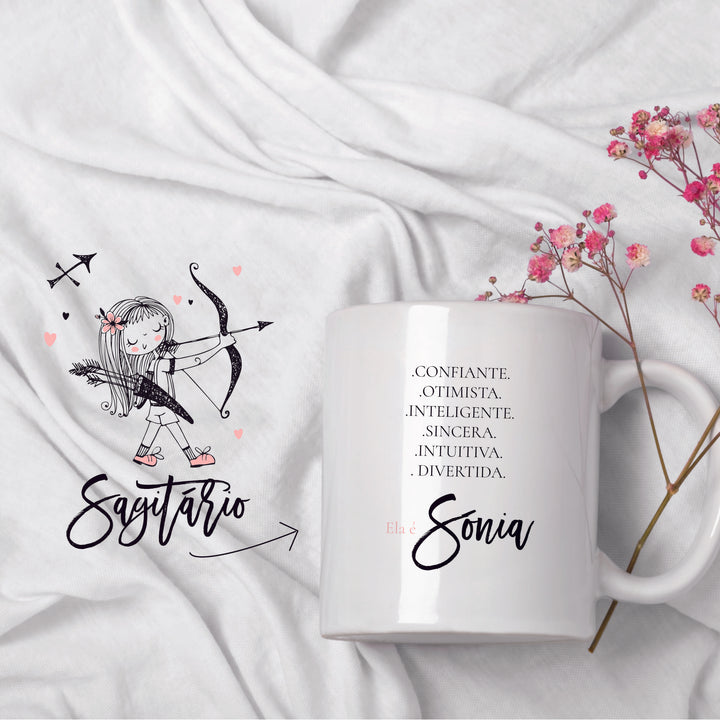 Caneca ilustrada Signo personalizada com nome e características