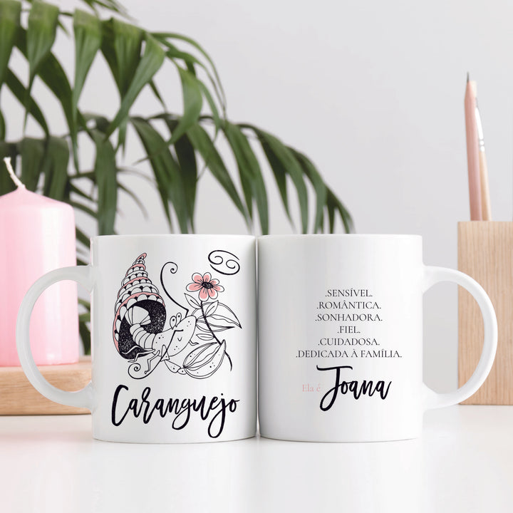 Caneca ilustrada Signo personalizada com nome e características