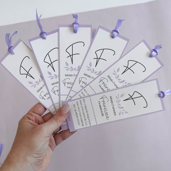Marcador de Livro Monograma - Lembrança para Batizado - Cutxi Cutxi - Presentes Personalizados