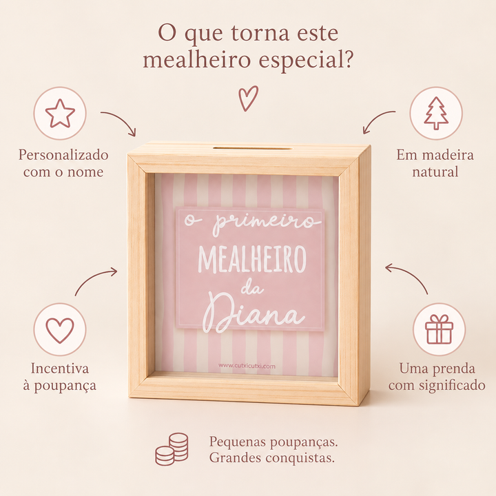 Mealheiro Personalizado com Nome para Bebé e Criança