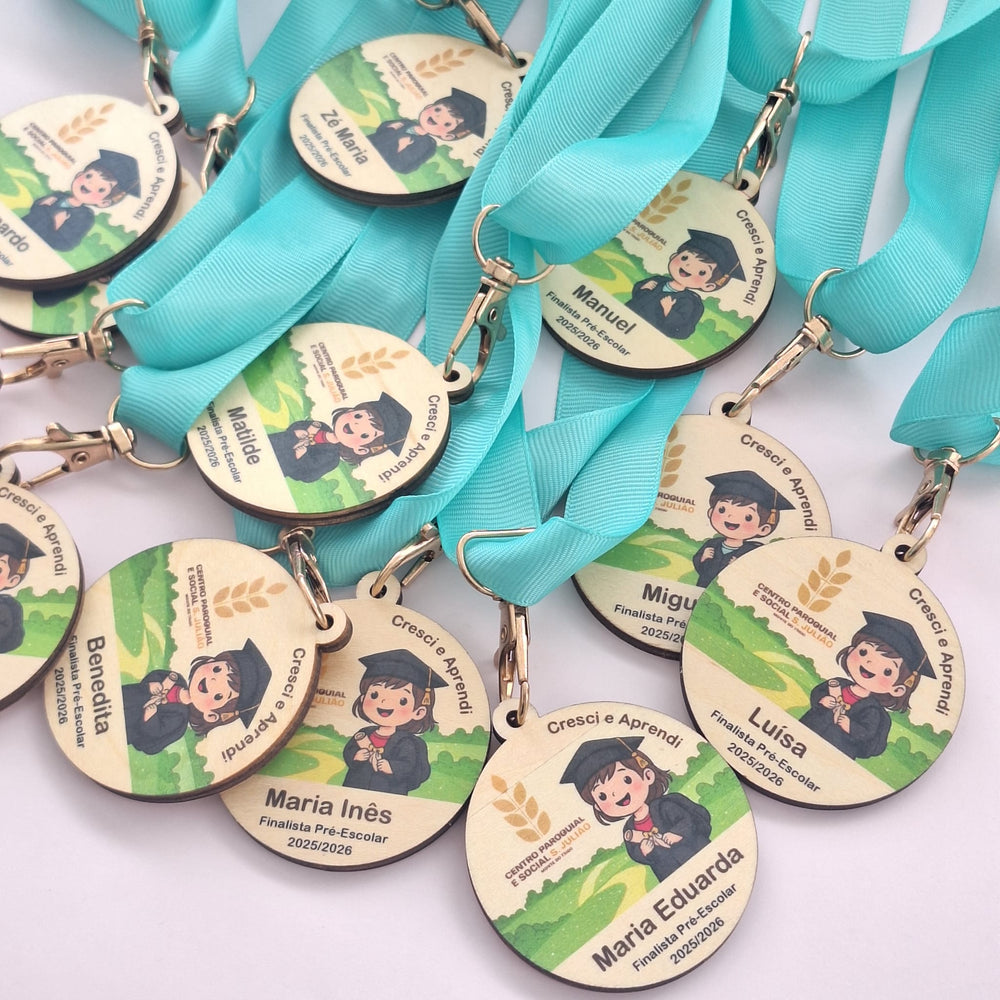 Medalha Personalizada Finalistas Cores - Menino e Menina - Cutxi Cutxi - Presentes Personalizados