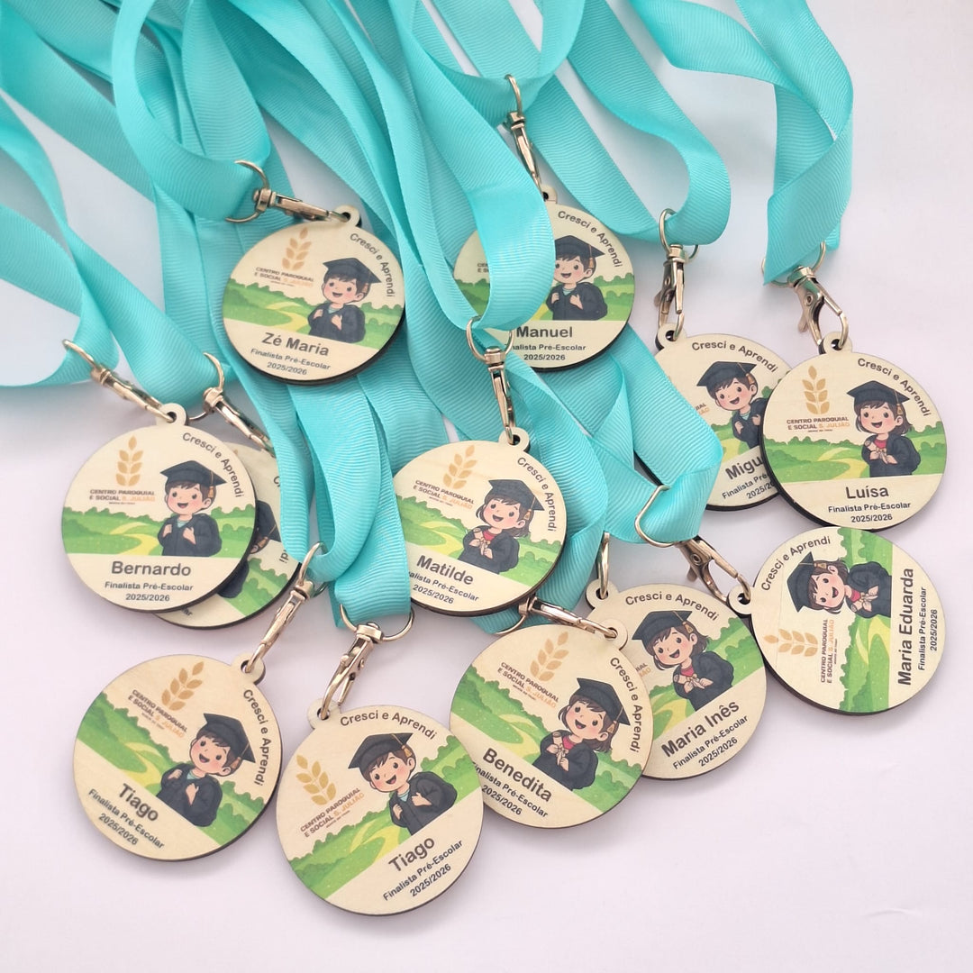 Medalha Personalizada Finalistas Cores - Menino e Menina - Cutxi Cutxi - Presentes Personalizados