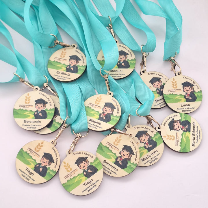 Medalha Personalizada Finalistas Cores - Menino e Menina - Cutxi Cutxi - Presentes Personalizados