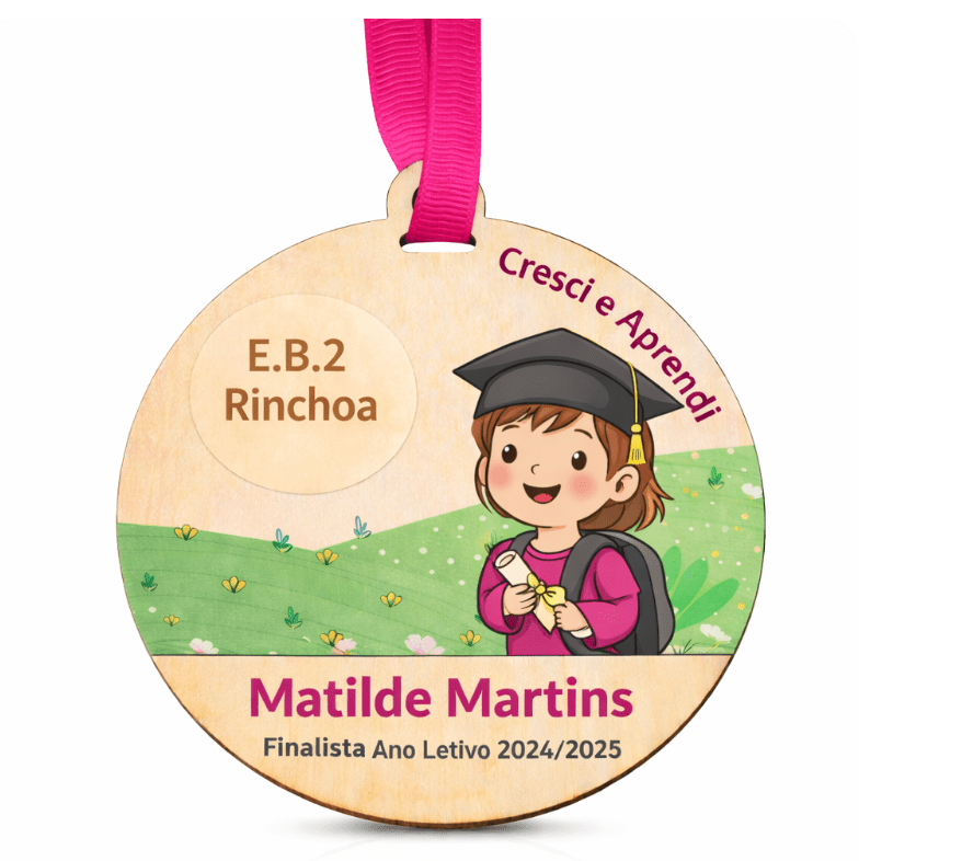 Medalha Personalizada Finalistas Cores - Menino e Menina - Cutxi Cutxi - Presentes Personalizados