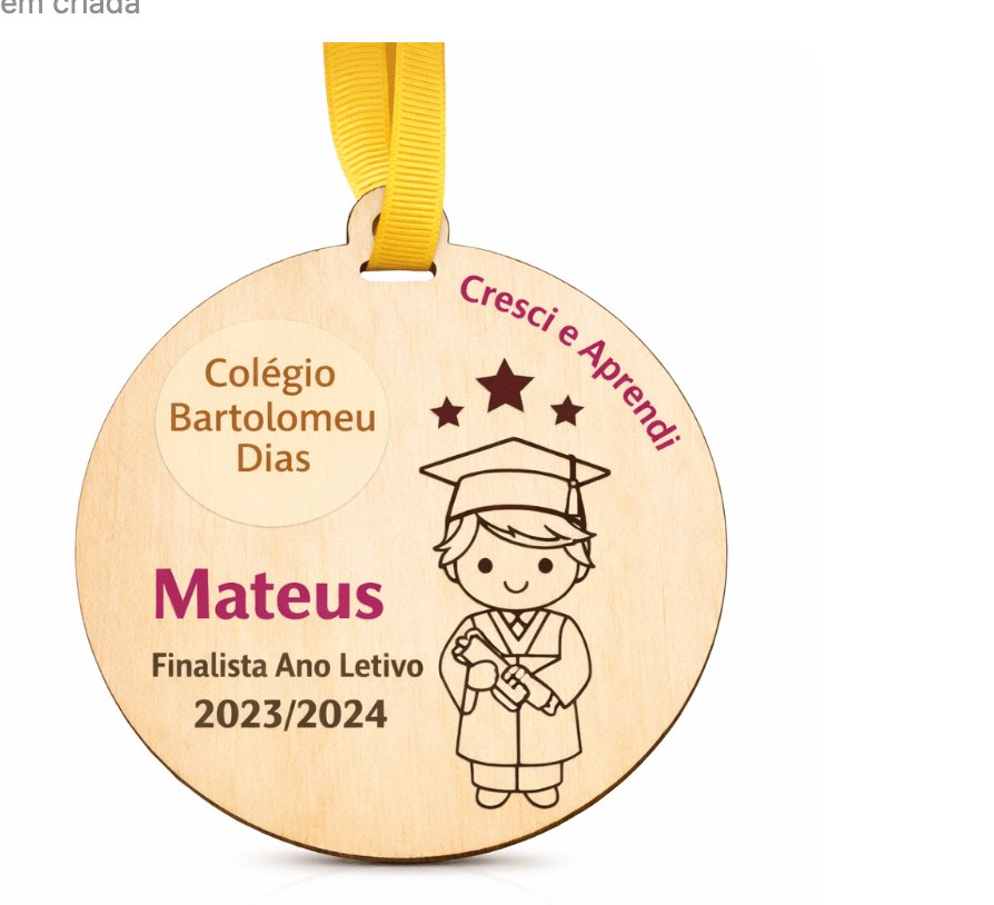 Medalha Personalizada Finalistas - Menino e Menina - Cutxi Cutxi - Presentes Personalizados