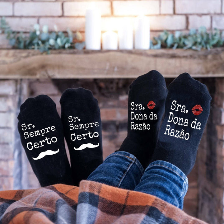 Meias Sr. sempre certo e Srª Dona da Razão