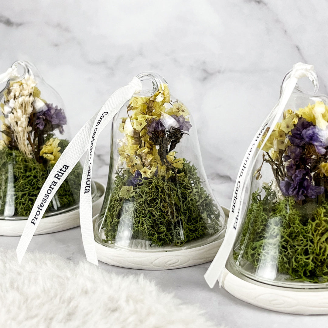 Mini Campânula com Flores Preservadas da Cutxi Cutxi