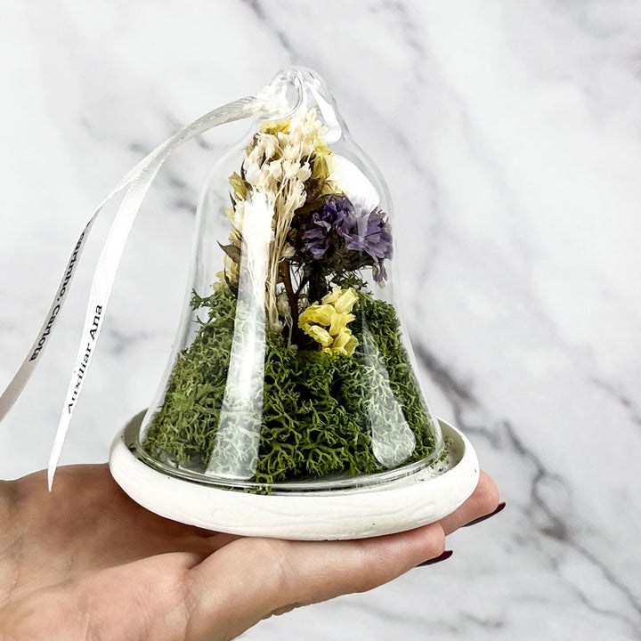Mini Campânula com Flores Preservadas da Cutxi Cutxi