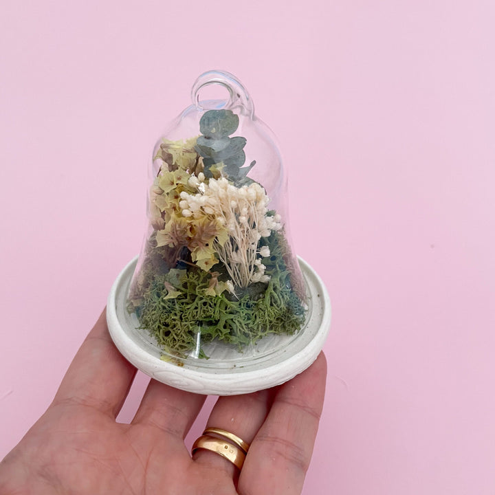 Mini Campânula com Flores Preservadas da Cutxi Cutxi