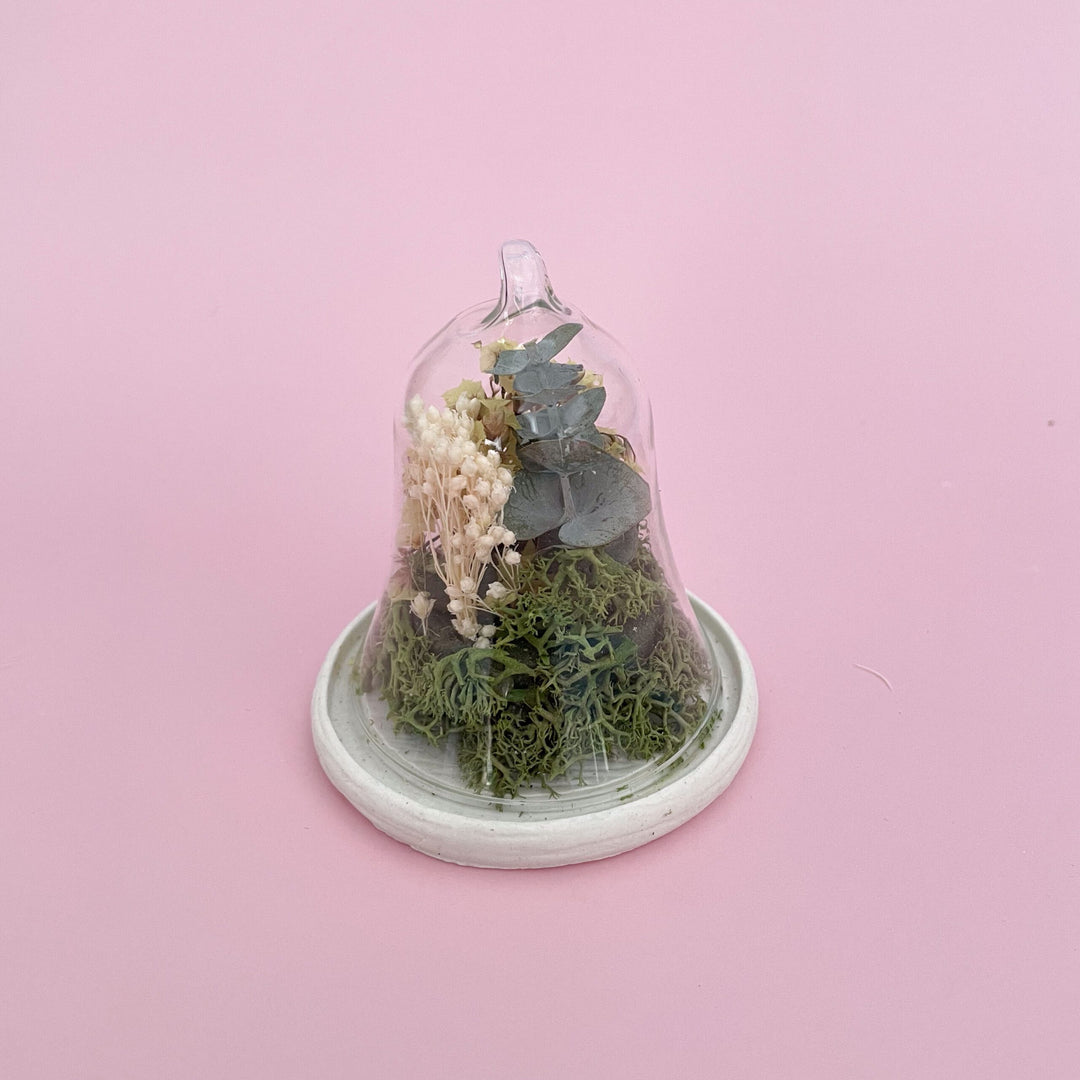 Mini Campânula com Flores Preservadas da Cutxi Cutxi