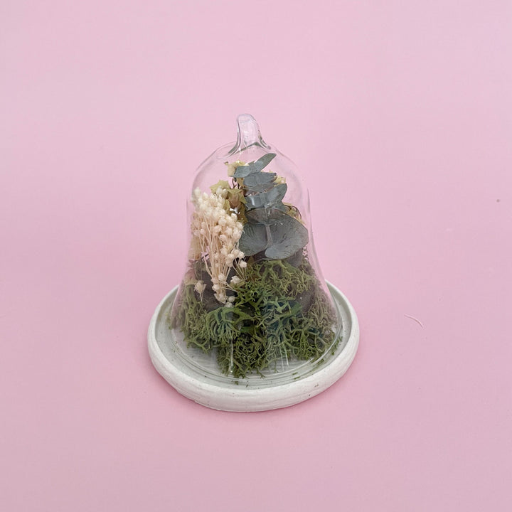 Mini Campânula com Flores Preservadas da Cutxi Cutxi