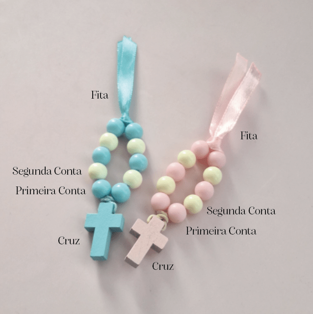 Mini Terço Dezena com Pagela - Lembrança para Batizado - Cutxi Cutxi - Presentes Personalizados