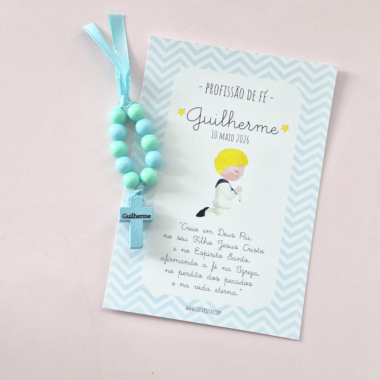 Mini Terço Dezena com Pagela - Lembrança para Profissão de Fé - Cutxi Cutxi - Presentes Personalizados