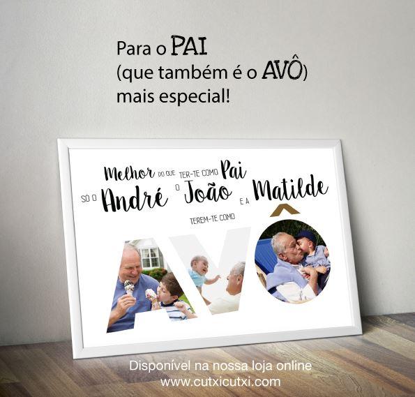 Moldura personalizada | Melhor do que ter - te como PAI é ter - te como AVÔ - Cutxi Cutxi - Presentes Personalizados