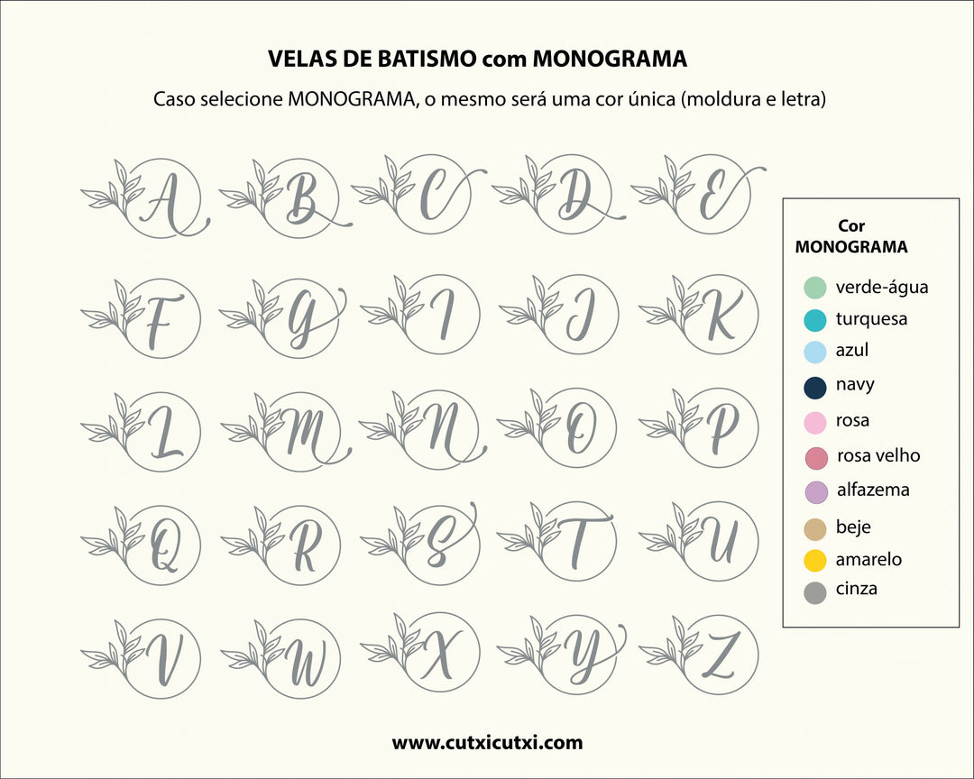 Vela Batizado com Monograma coleção GORGURÃO