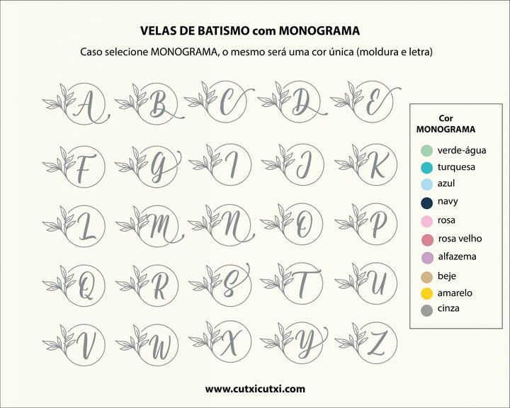 Vela Batizado com Monograma coleção GORGURÃO
