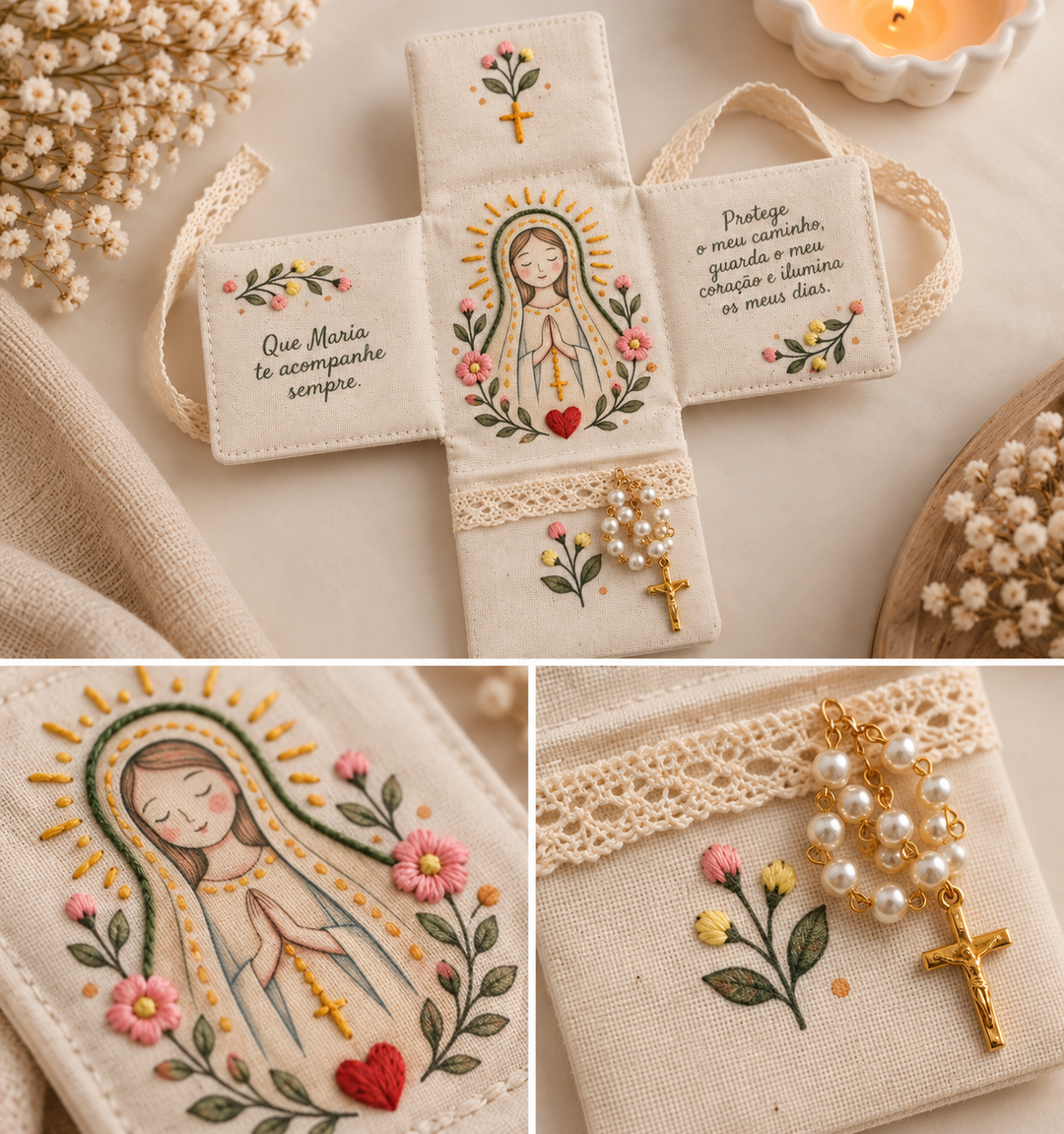 Maria Embroidered and Painted Devotional Shrine
