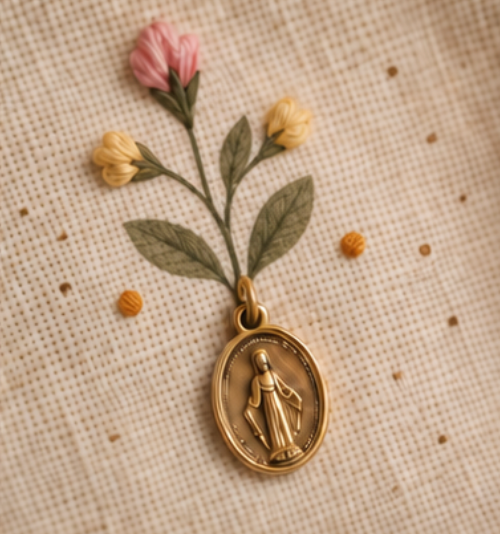 Maria Embroidered and Painted Devotional Shrine