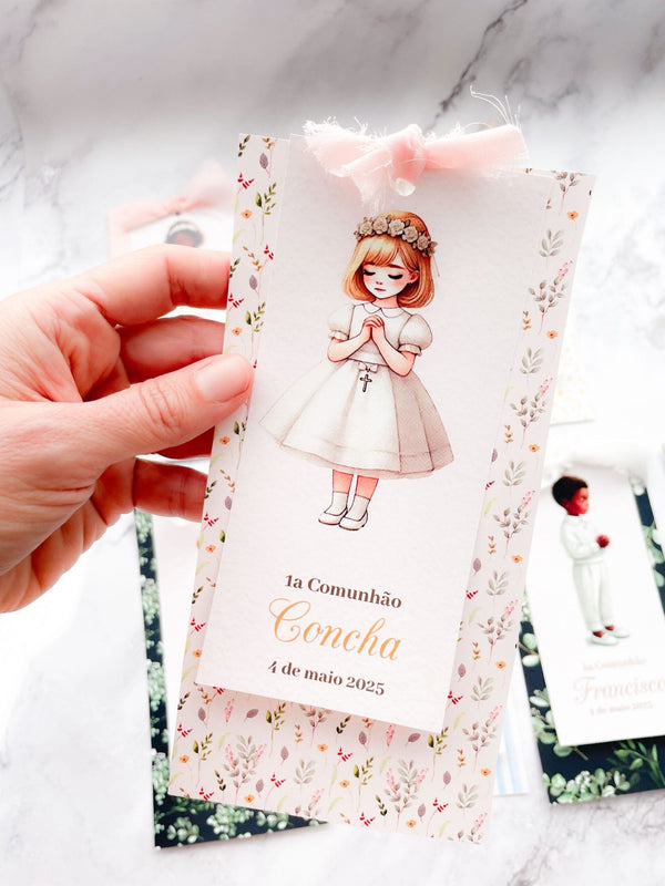 Pagelas Santinhos Premium – Lembranças Artesanais da Primeira Comunhão ✨ - Cutxi Cutxi - Presentes Personalizados