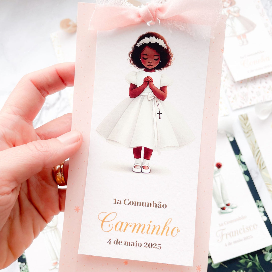 Pagelas Santinhos Premium – Lembranças Artesanais da Primeira Comunhão ✨ - Cutxi Cutxi - Presentes Personalizados