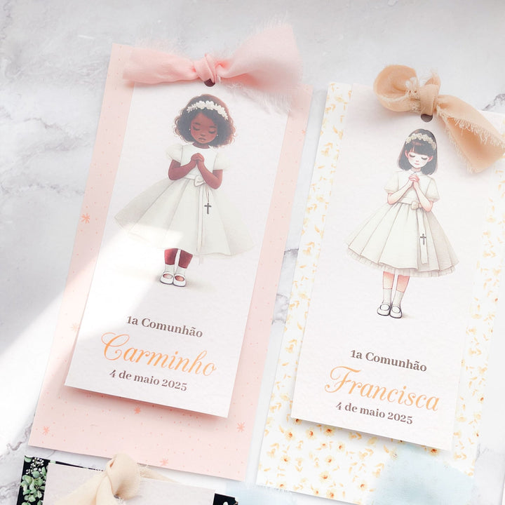 Pagelas Santinhos Premium – Lembranças Artesanais da Primeira Comunhão ✨ - Cutxi Cutxi - Presentes Personalizados