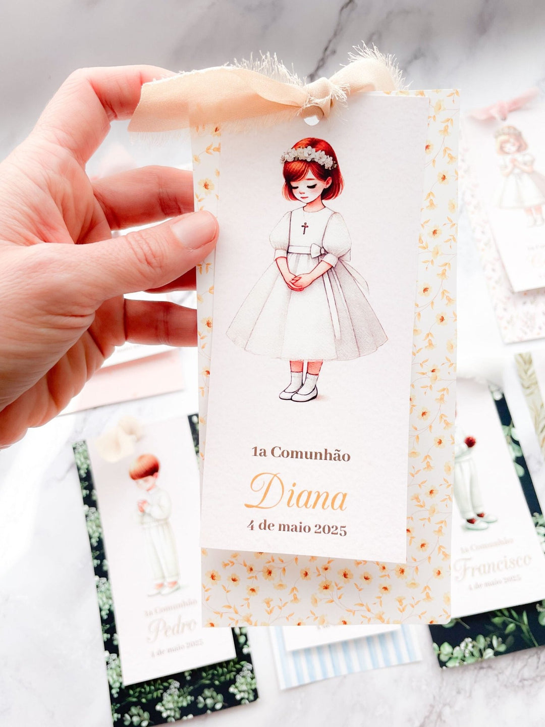 Pagelas Santinhos Premium – Lembranças Artesanais da Primeira Comunhão ✨ - Cutxi Cutxi - Presentes Personalizados