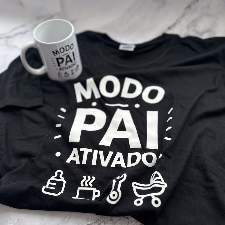 T-shirt Modo Pai Ativado – Para Revelação ou Momentos Pai e Filhos 👶⚡