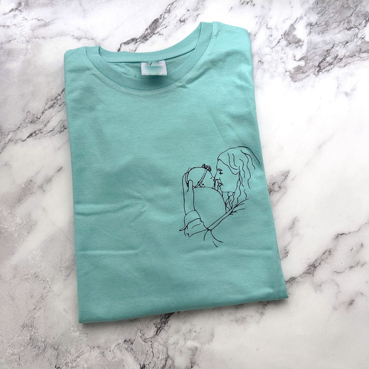 T-shirt com Ilustração emLinha Mãe