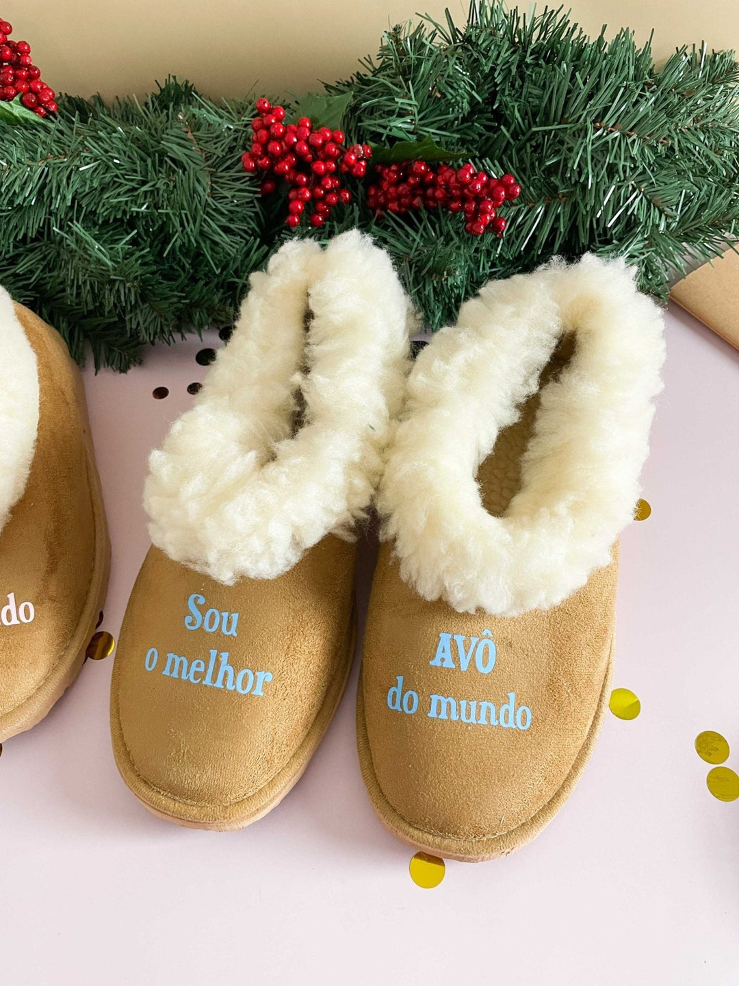 Pantufas Camel Família "Melhor do(a) Mundo" - Cutxi Cutxi - Presentes Personalizados