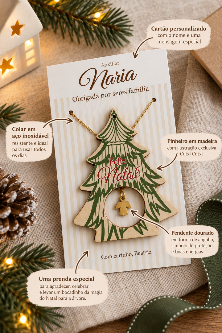 Presente de Natal Personalizado | Colar + Pinheirinho para a Árvore